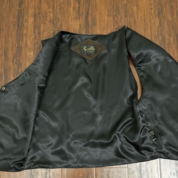 SCULLY Mens Genuine Leather Western Cowboy Vest in Espresso Snap Front - Picture 4 of 11